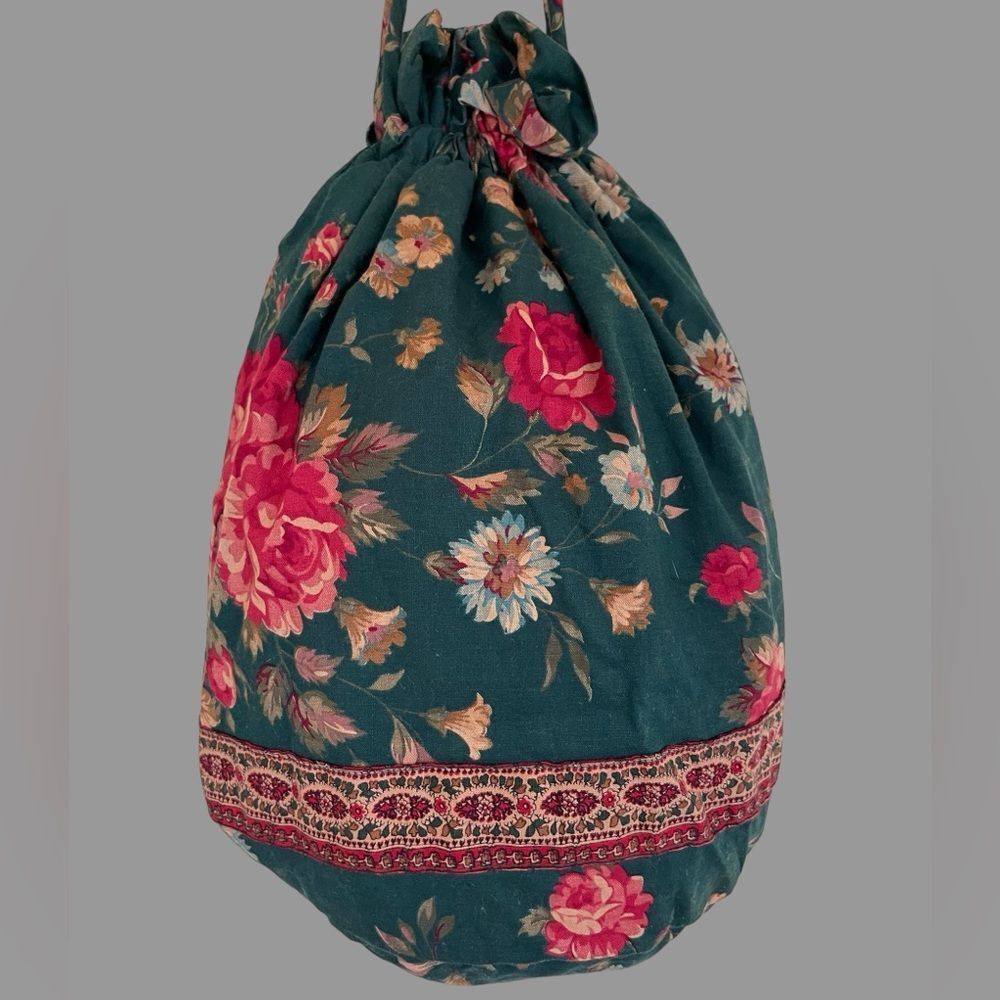 Vera Bradley Indiana Greenbriar Vintage 1980s Bucket Bag Draw String EUC